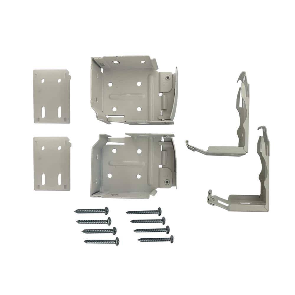 Home Decorators Collection 10793478577484 2 in. and 2.5 in. Cordless Faux Wood Side Mounting Bracket Set in White