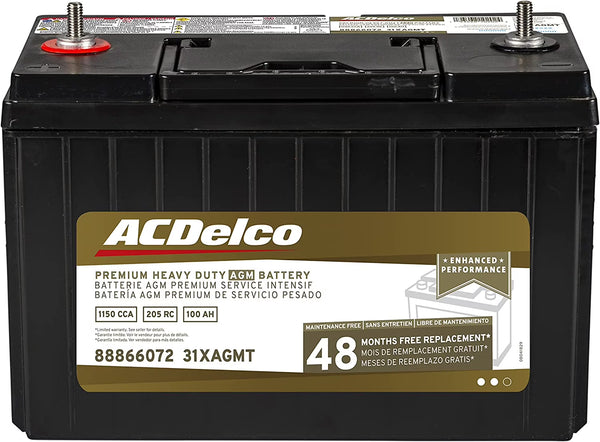 Acdelco Gold 31XAGMT 48 Month Warranty Premium Heavy Duty AGM BCI Group 31 Battery