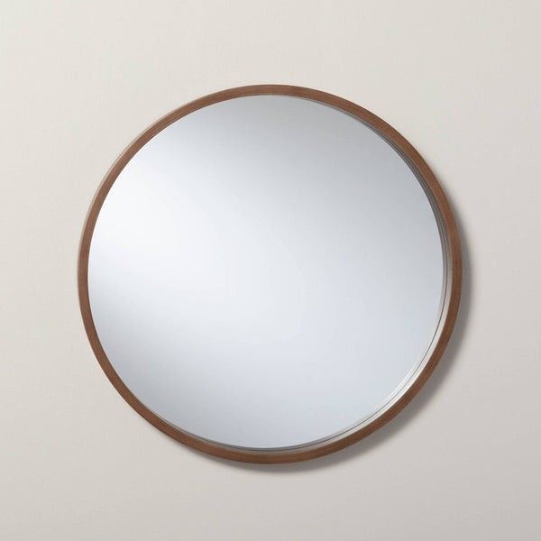 16" Round Wood Framed Wall Mirror Aged Oak - Hearth & Hand with Magnolia